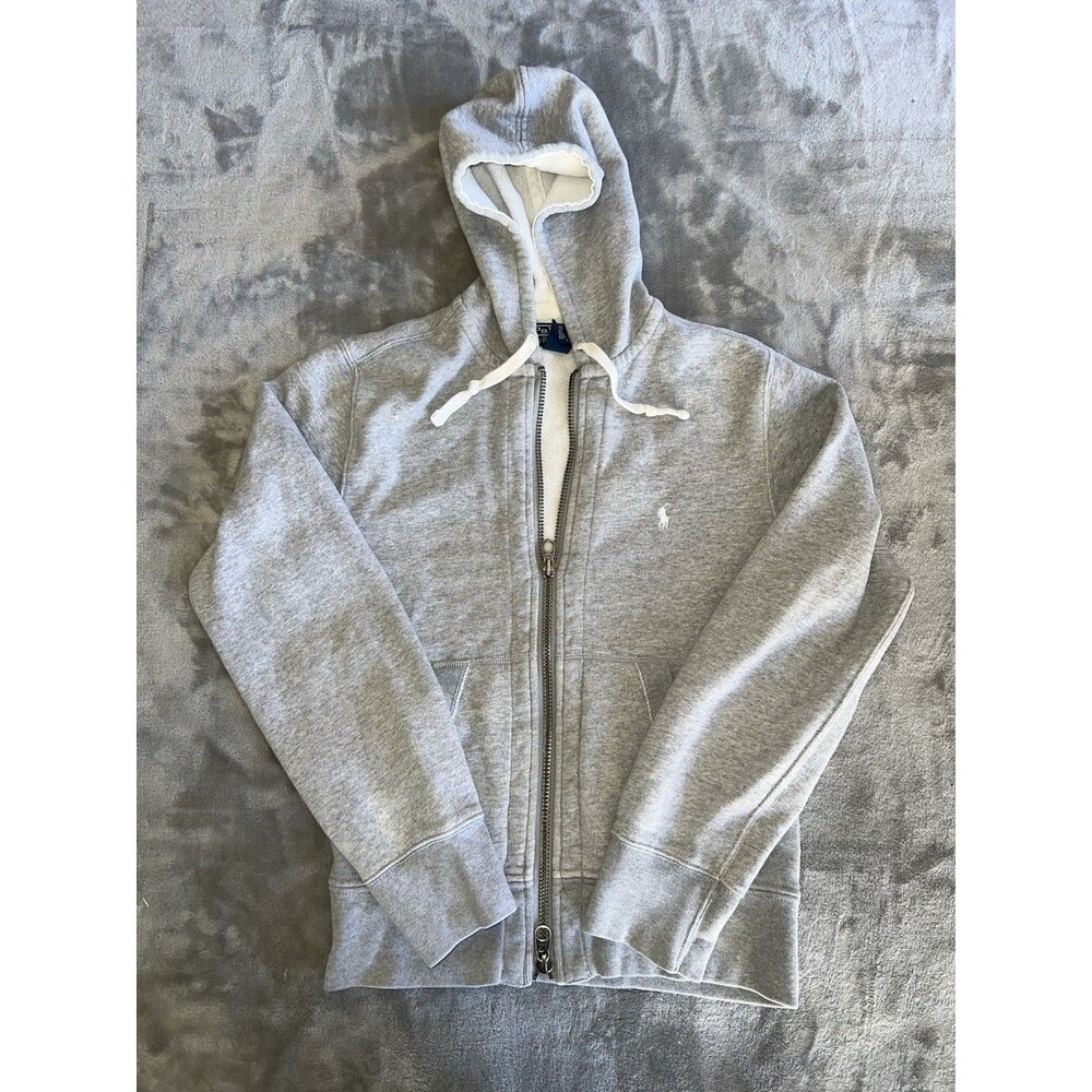 Vintage 90s Polo Ralph Lauren Grey Hoodie Fleece Size S Outdoor Classic USA